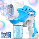 Boerfmo Bubble Gun - Bubble Machine for Kids - 8 Holes Bubbles Wands Blaster with LED Light, Bubble Solution & Batteries - Boys Toys Gifts for Ages 3+, for Outdoor Party, Easter Basket Stuffers