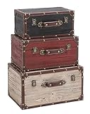 Deco 79 Wood Nesting Trunk, Set of 3 17', 15', 14'W, Multi Colored