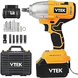 VTEK Brushless Impact Wrench 1/2 Inch Chuck,Max Torque 700N.m Cordless Impact Wrench 515 ft-lbs,Impact Gun for Car Tiers…