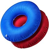 Zonon 2 Pieces Inflatable Donut Cushion Inflatable Ring Cushion Seat 15 Inch Round Inflatable Cushion Portable Donut Cushion Pillow for Home Office Chair Wheelchair Car, 2 Colors (Blue, Red)