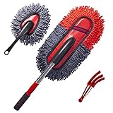 Soft Microfiber Car Duster Exterior Scratch Free Multipurpose Duster with Extendable Handle Duster for Car, Truck, SUV, RV and Motorcycle