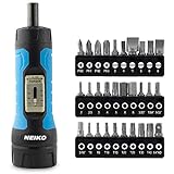 Neiko 10574A 1/4” Drive Torque Wrench Screwdriver Set | 30 Pieces of S2 Steel Philips, Hex, Slotted, and Torx Bits | 10 to 60 Inch-Pounds Torque Adjustment Range | Firearms Accurizing and Gunsmithing