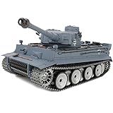 1/16 2.4ghz Remote Control German Tiger I Gray Color Tank Adults Model Toy(Upgraded/Metal Road Wheel & Tracks & Sprocket Wheel & Idle Wheel)(Steel Gear Gearbox)(5000mah Nimh Battery)(Airsoft)