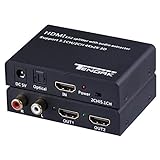 Tendak 1X2 4K HDMI Splitter with HDMI Audio Extractor + Optical and R/L Audio Output Powered Splitter 1 in 2 Out Signal Distributor Support 3D for PS4 Xbox One DVD Blu-ray Player HD TV Projector