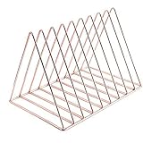 Cq acrylic Triangle File Folder Racks and Magazine Holder,10 Section Metal Newspaper Holder Magazine File Storage for Office Home Decoration,Rose Gold