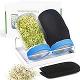 Sprouting Jars, Sprout Growing Kit Including Wide Mouth Mason Jars, Sprout Lids, Blackout Sleeves, Tray and Stander, Sprouts Growing Kit for Microgreens Alfalfa Broccoli