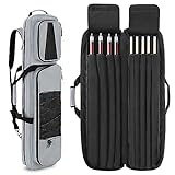 GOBUROUS 4x5 Pool Cue Case, Billiard Stick Carrying Case Holds 4 Butts and 5 Shafts, Soft Pool Stick Bag with Large Front Accessories Pockets and Shoulder Strap for Easy Carry, Grey