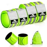 Reflective Bands Running Gear 6 Pack-Adjustable Reflective Armband Arm Wrist Ankle Leg Bands Reflectors -Reflective Tape Straps for Clothing Night Running Cycling Walking -Slap Bracelets,Green