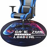Yincimar Gaming Chair Mat for Hardwood Floor,Anti-Slip Floor Protector Game Controller Rubber Gaming Computer Chair Mat for Gaming Room Home Office Decor (Round 47 inches,Black)