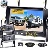 LeeKooLuu RV Backup Camera Wireless HD 1080P 7 Inch Monitor Touch Key Screen DVR Recorder 2 Rear View Cameras Adapter for Furrion Pre-wired RVs Trailers Campers Trucks IP69 Waterproof Night Vision LK9