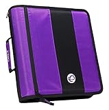 Case-It The Classic Zipper Binder - 2 Inch O-Rings - Multiple Pockets - 800 Sheet Capacity - Comes with Shoulder Strap - Purple D-251