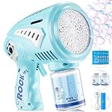 Boerfmo Bubble Gun - 72 Holes Space Bubbles Blaster with LED Light - Rechargeable Bubble Machine for Kids - Toys Gifts for Ages 3+ Year Old Boys/Girls, for Outdoor Act, Easter Basket Stuffers