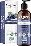 Cliganic Organic Grapeseed Oil, 100% Pure - For Skin, Hair & Face | Natural Cold Pressed Unrefined