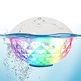 Floating Pool Speakers with Colorful Lights, Bluetooth Wireless Pool Speaker Floatable IPX7 Waterproof, Built-in Mic,Crystal Clear Sound Pool Speakers with Lights for Hot Tub Outdoors Swim