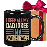 Ralarama Funny Dad Joke Coffee Mug, I Keep All My Dad Jokes In A Dad-A-Base Mug Gifts for Dad from Kids Daughter Son Wife, Father's Day Christmas Birthday Gifts for Father-44