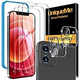 [3+2 Pack] UniqueMe Compatible with iPhone 12 Mini 5G 5.4 - inch, 3 Pack Screen Protector Tempered Glass and 2 Pack Camera Lens Protector Clear [Installation Frame] [Precise Cutout]