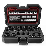 Eapele Bolt Extractor Set, Stripped Nut Remover Twist Sockets, Fit 3/8' Square Drive with Solid Storage Case (13pcs, Black)