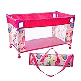JIZHI Baby Doll Pack n Play Crib for Girls Foldable Doll Playpen Toy for 18' Dolls with Storage Bag,Pink