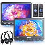 NAVISKAUTO 10.5' Dual Screen Portable DVD Player for Car with Built-in Rechargeable Battery, Support USB/SD Card, Last Memory, Play a Same or Two Different Movies (2 X DVD Player)