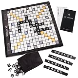 Scrabble Deluxe Black Edition Board Game with Rotating Wooden Deluxe Turntable High End Scrabble Board Game - Scrabble Game Rotating Board Adults - Deluxe Edition Large Tiles Luxury