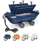 CUDDY Crawler Cooler with Wheels – 40 QT Amphibious Floating Cooler and Dry Storage Vessel - Navy