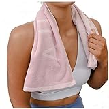 Gym Towel for Sweat - 100% Organic Cotton - Soft and Absorbent Workout Towel for Gym (31.5 X 15.75 inch)- Silver Infused Sports Towel - Yoga and Gym Towel for Women (Pink)