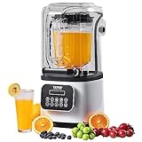 VEVOR Professional Blender with Shield, Commercial Countertop Blenders, 68 oz Jar Blender Combo, Stainless Steel 9 Speed & 5 Functions Blender, for Shakes, Smoothies, Peree, and Crush Ice, White