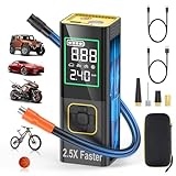 Smart Cordless Car Auto Air Tire Inflator,150 PSI Portable Air Compressor&7800mAh Battery-Car Tire Air Pump Portable LED Lights&Digital Screen,2.5X Fast Inflation for Bikes&Motorcycle Tires, Balls