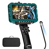7'' IPS Screen Articulating Borescope with Light, NIDAGE 0.24in Endoscope Inspection Camera with Two-Way Articulated Snake Camera, Flexible Automotive Aircraft Mechanics Fiber Optic Scope, 32GB Card