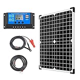 Hoysicy Solar Panel Kit 20W 12V Monocrystalline,Battery Maintainer +10A Solar Charge Controller + Extension Cable with Battery Clips O-Ring Terminal for RV Marine Boat Off Grid System