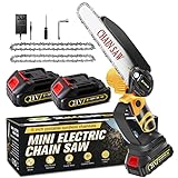 Mini Chainsaw Cordless 6 Inch, Electric Chain Saw, Portable Handheld Small Chainsaw, Battery Powered Hand Saw With Security Lock for Trees Branches Trimming Wood Cutting (Seniors Friendly)