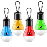 FLY2SKY Tent Lamp Portable LED Tent Light 4 Packs Clip Hook Hurricane Emergency Lights LED Camping Light Bulb Camping Tent Lantern Bulb for Camping Hiking Fishing Outage