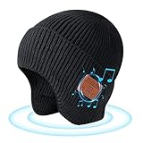Bluetooth Beanie Hat with Headphones, Wireless Winter Hat Built-in Microphone and Stereo Speakers (Black)