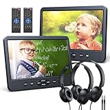 NAVISKAUTO 10.1'' Dual Car DVD Players with HDMI Input Wall Charger 2 Headphones Support Region Free, Last Memory, AV in & AV Out, USB/TF Card, Play a Same or Two Different Movies (2 X DVD Player)