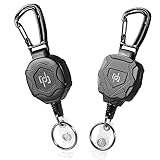 SHENGXIN 2 Pack Retractable Keychain Heavy Duty Carabiner Badge Holder, Tactical ID Badge Reel with 32” Steel Retractable Cord, 8.0 OZ