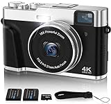 Jumobuis 4K Digital Camera Auto Focus 48MP Vlogging Video Camera for YouTube Photography Cameras for Beginners Travel Portable Compact Point and Shoot Camera with Viewfinder Flash 32G Memory Card