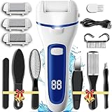 Electric Feet File Callus Remover for Feet, 13-in-1 Professional Pedicure Tools Foot Care Kit, Foot Scrubber Pedi for Hard Cracked Dry Dead Skin, 3 Rollers, 2 Speed, Battery Display