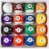 Billiard Balls Set 2-1/4' Regulation Size Pool Table Balls for Replacement (16 Resin Balls)
