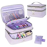 MATEIN Sewing Supplies Organizer, Double-Layer Sewing Box Organizer Accessories Storage Bag, Large Sewing Basket Needle Case Water Resistant Travel Women Sewing Gifts for Thread, Pins, Kit, Purple