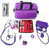 ASA Techmed Nurse Starter Kit - Stethoscope, Blood Pressure Monitor, Tuning Forks, and More - 18 Pieces Total (Purple)