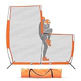 Portable Baseball L-Screen, Lightweight Pitcher Protector Screen, Baseball Practice Equipment Baseball Pitching Net, with Heavy Duty Steel Frame Weather Resistant Net and Carry Bag, 7’ x 7’
