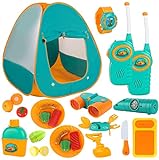 ToyVelt Kids Camping Tent Set -Includes Tent, Telescope, 2 Walkie Talkies, and Full Camping Gear Set Indoor and Outdoor Toy - Best Present for 3 4 5 6 Year Old Boys and Girls and Up