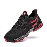 Lamincoa Women's Athletic Shoes Air Cushion Leisure Shock Sneakers Arch Support Insole Anti-Slip Rubber Outsole Running Shoes Black-red 10