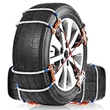 PLTMIV Snow Chains, Tire Chains for SUV Car Pickup Trucks, Universal Adjustable Emergency Traction Chains, Tire Width 205 215 225 235 245 255 265MM 8PCS