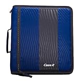 Case-It The Classic Zipper Binder - 2 Inch O-Rings - Multiple Pockets - 800 Sheet Capacity - Comes with Shoulder Strap - Midnight Blue D-251
