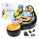 Qadory Gaming Chair for Kids, Inflatable Chair for Kids with Cup Holder and Sides Pocket- Kids Gaming Chair with Head and Armrest- Game Chair for Kids with Airpump- Gaming Chair Kids