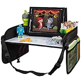 Lusso Gear Kids Travel Tray for Toddler Car Seat, Travel Tray for Kids Car Seat, Lap Tray for Airplane, Kids Travel Desk Essential Accessories, Carseat Table Tray for Kids Road Trip Activities (Black)
