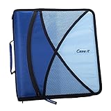 Case-it The Dual 2-in-1 Zipper Binder - Two 1.5 Inch D-Rings - Includes Pencil Pouch - Multiple Pockets - 600 Sheet Capacity - Comes with Shoulder Strap -Dual-132, Blue