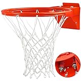 Basketball Rim, Heavy Duty Basketball Rim Replacement - Universal 18 Inch Breakaway Rim and Net,Professional Double-Spring Backboard Rims For In-Ground and Wall-Mounted Basketball Hoops Indoor Outdoor