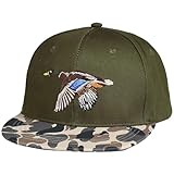 EDTREK Performance Outdoorsman Snapback Truck Hat with Flat Brim - Unique Animal Embroidery (Green - Flying Duck)